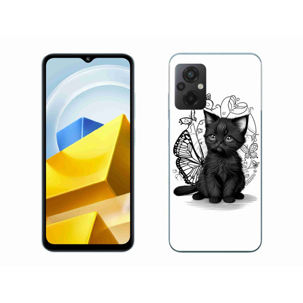 Gél borítás mmCase a Xiaomi Poco M5 4G-hez - fekete cica