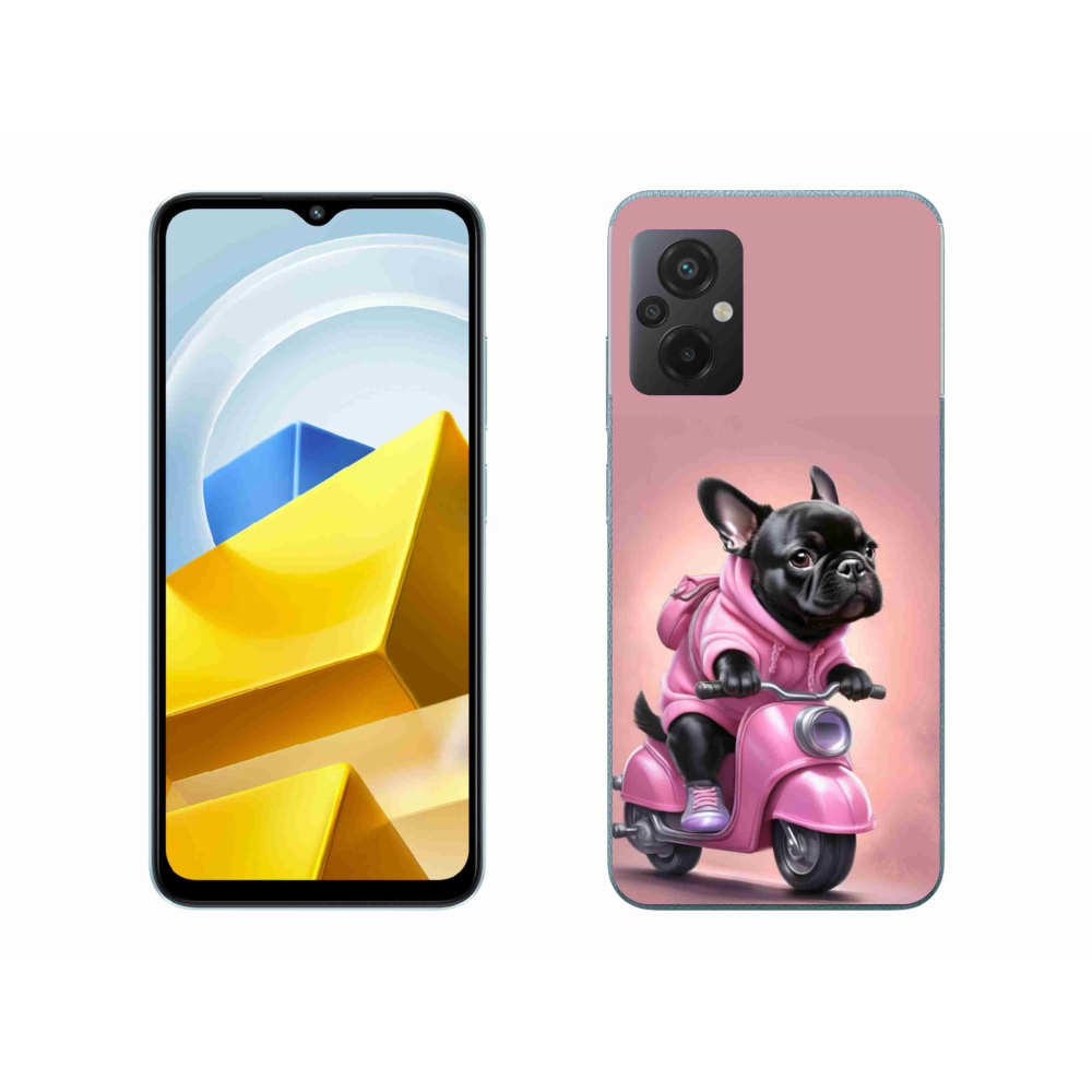 Gél borítás mmCase a Xiaomi Poco M5 4G-hez - francia bulldog egy robogón