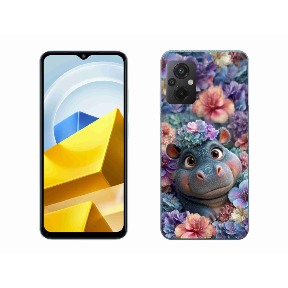 Gél borítás mmCase a Xiaomi Poco M5 4G-hez - víziló virágokban