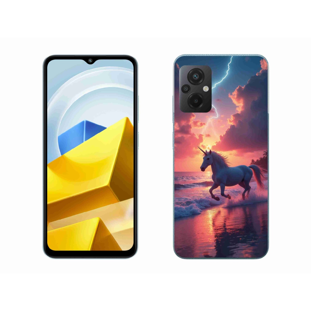 Gél borítás mmCase a Xiaomi Poco M5 4G-hez - egyszarvú a tengerparton