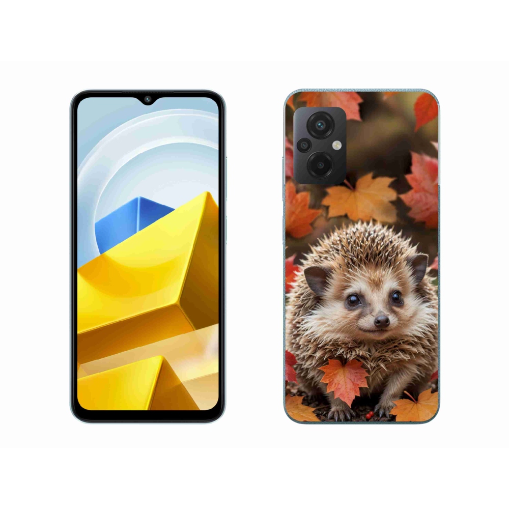Gél borító mmCase a Xiaomi Poco M5 4G-hez - sün a levelekben