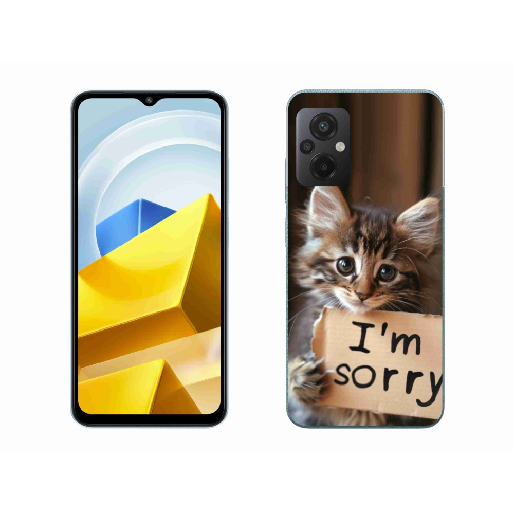 Gél borítás mmCase a Xiaomi Poco M5 4G-hez - macska bocsánatkérése