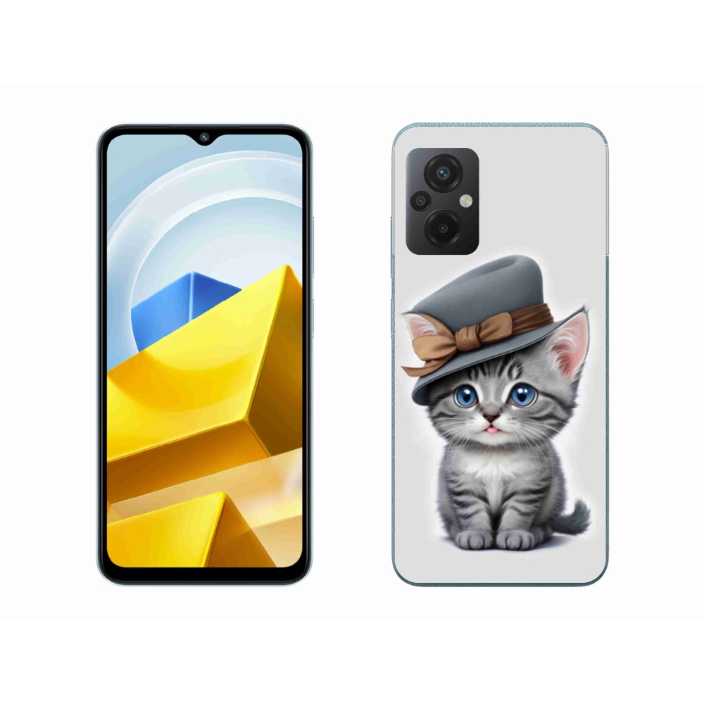 Gél borítás mmCase a Xiaomi Poco M5 4G-hez - cica sapkával