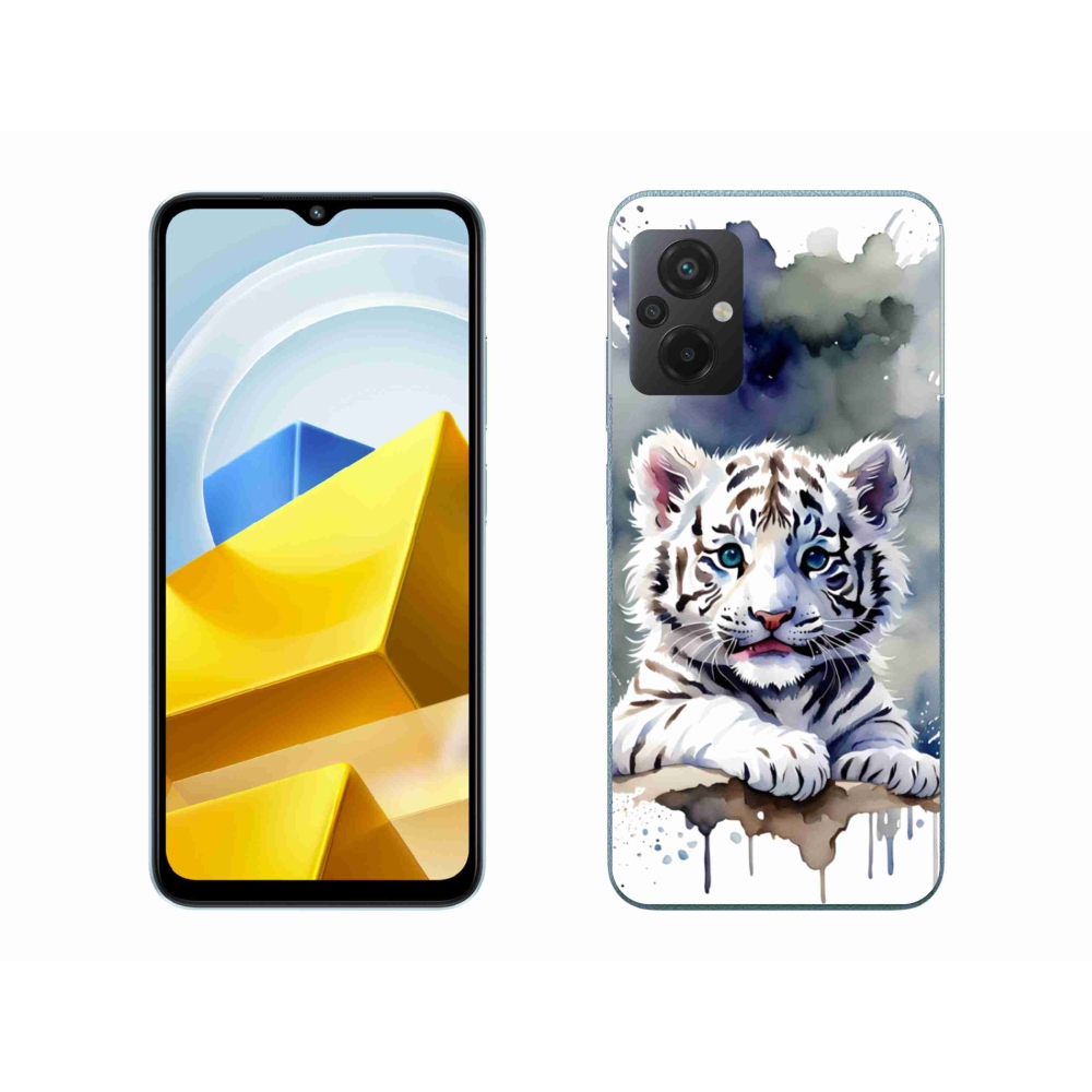 Gél borítás mmCase a Xiaomi Poco M5 4G-hez - fehér tigriskölyök