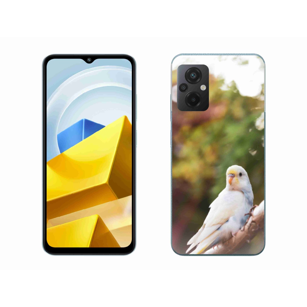 Gél borítás mmCase a Xiaomi Poco M5 4G készülékhez - papagáj és fehér
