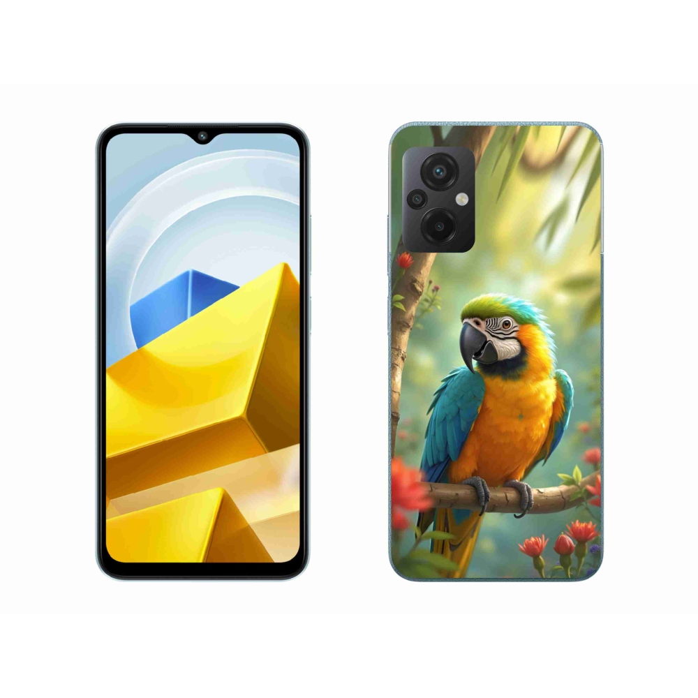 Gél borítás mmCase a Xiaomi Poco M5 4G készülékhez - papagáj ara kék és sárga