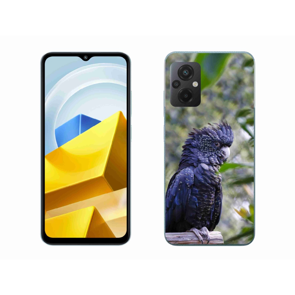 Gél borítás mmCase a Xiaomi Poco M5 4G-hez - papagáj kakadu fekete