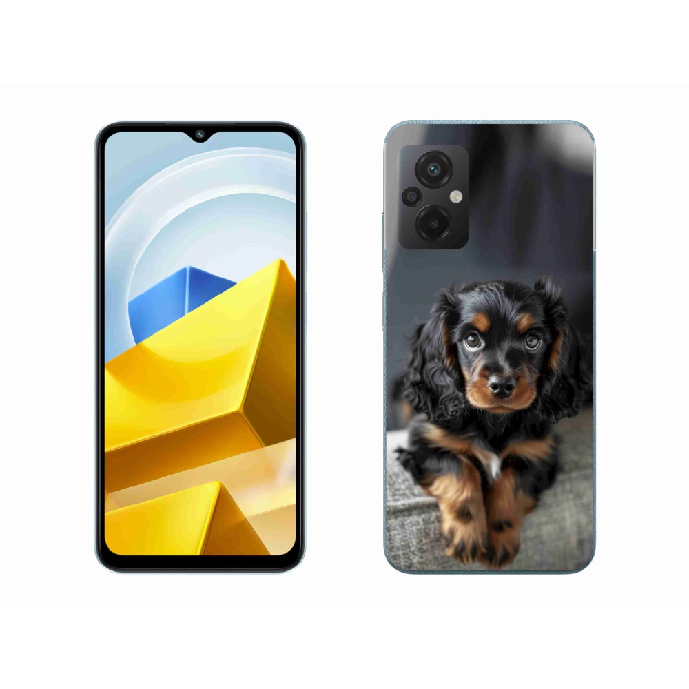 Gél borítás mmCase a Xiaomi Poco M5 4G-hez - aranyos hosszú szőrű tacskó