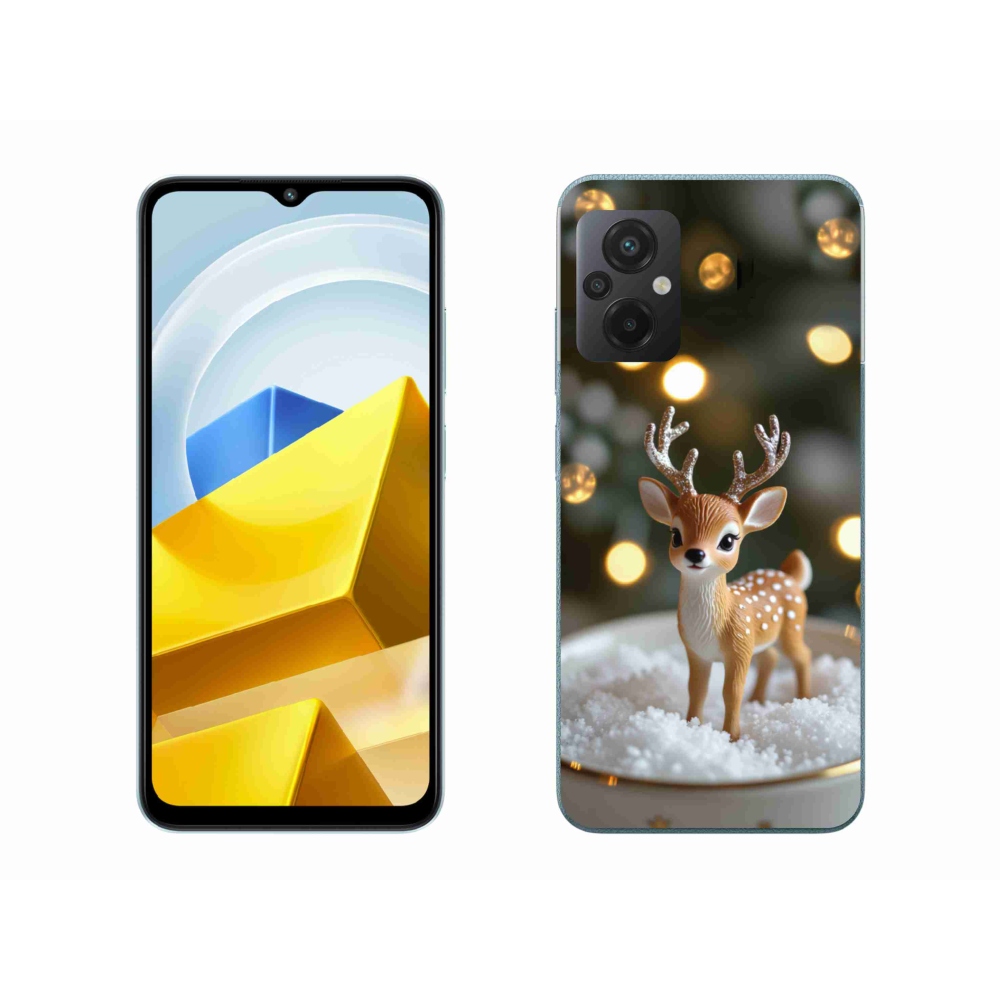 Gél borítás mmCase a Xiaomi Poco M5 4G-hez - aranyos karácsonyi szarvasok