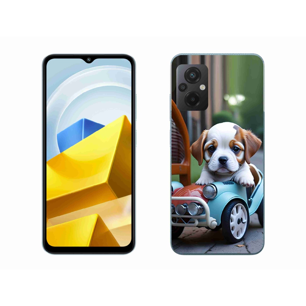 Gél borítás mmCase a Xiaomi Poco M5 4G-hez - kiskutya retro autóban