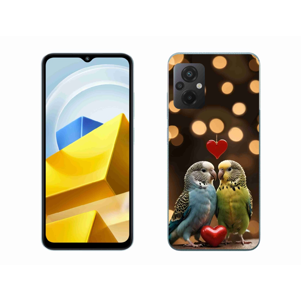 Gél borítás mmCase a Xiaomi Poco M5 4G-hez - szerelmes papagájok