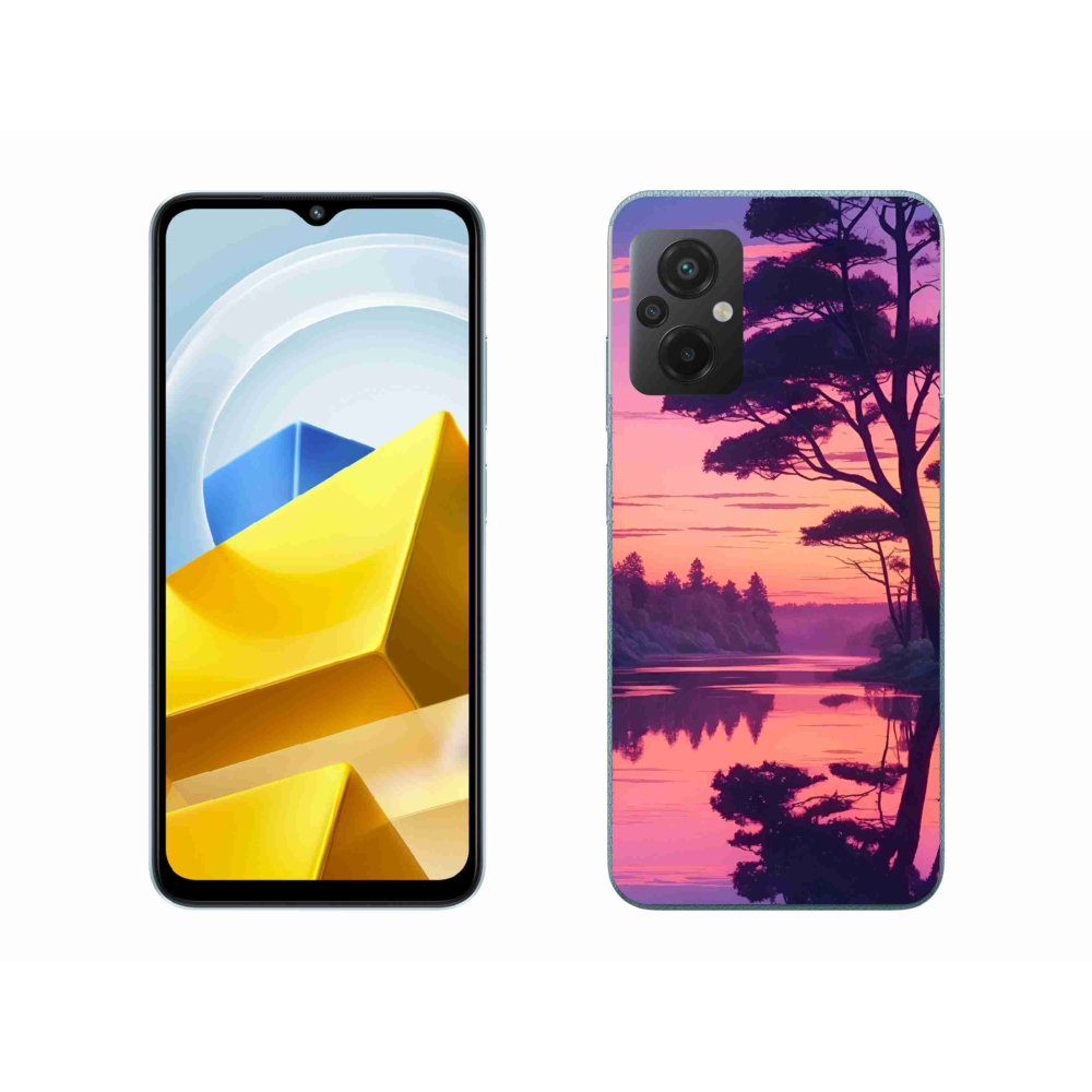 Gél borítás mmCase a Xiaomi Poco M5 4G-hez - naplemente a tó felett