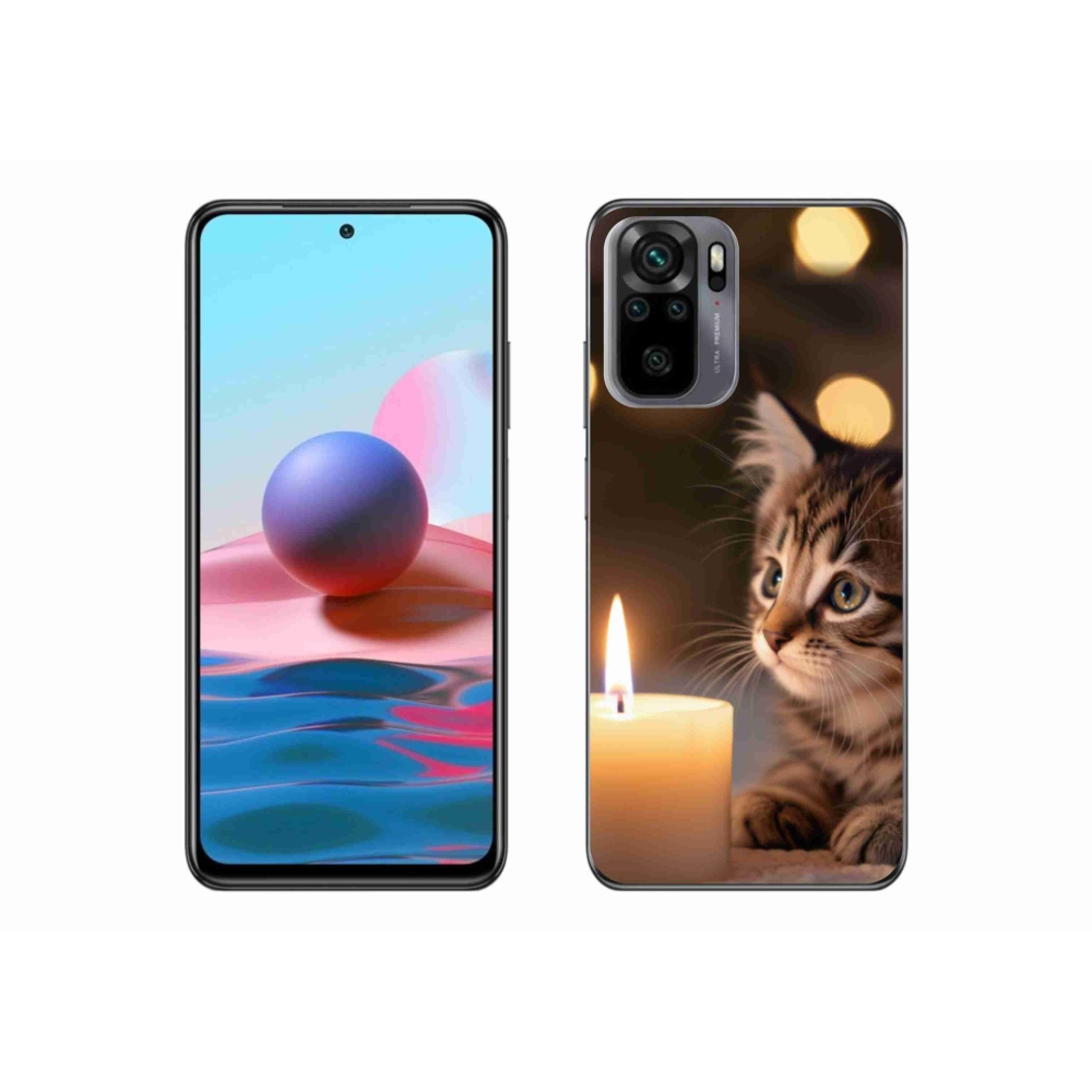 Gél borítás mmCase a Xiaomi Poco M5s készülékhez - cica és gyertya