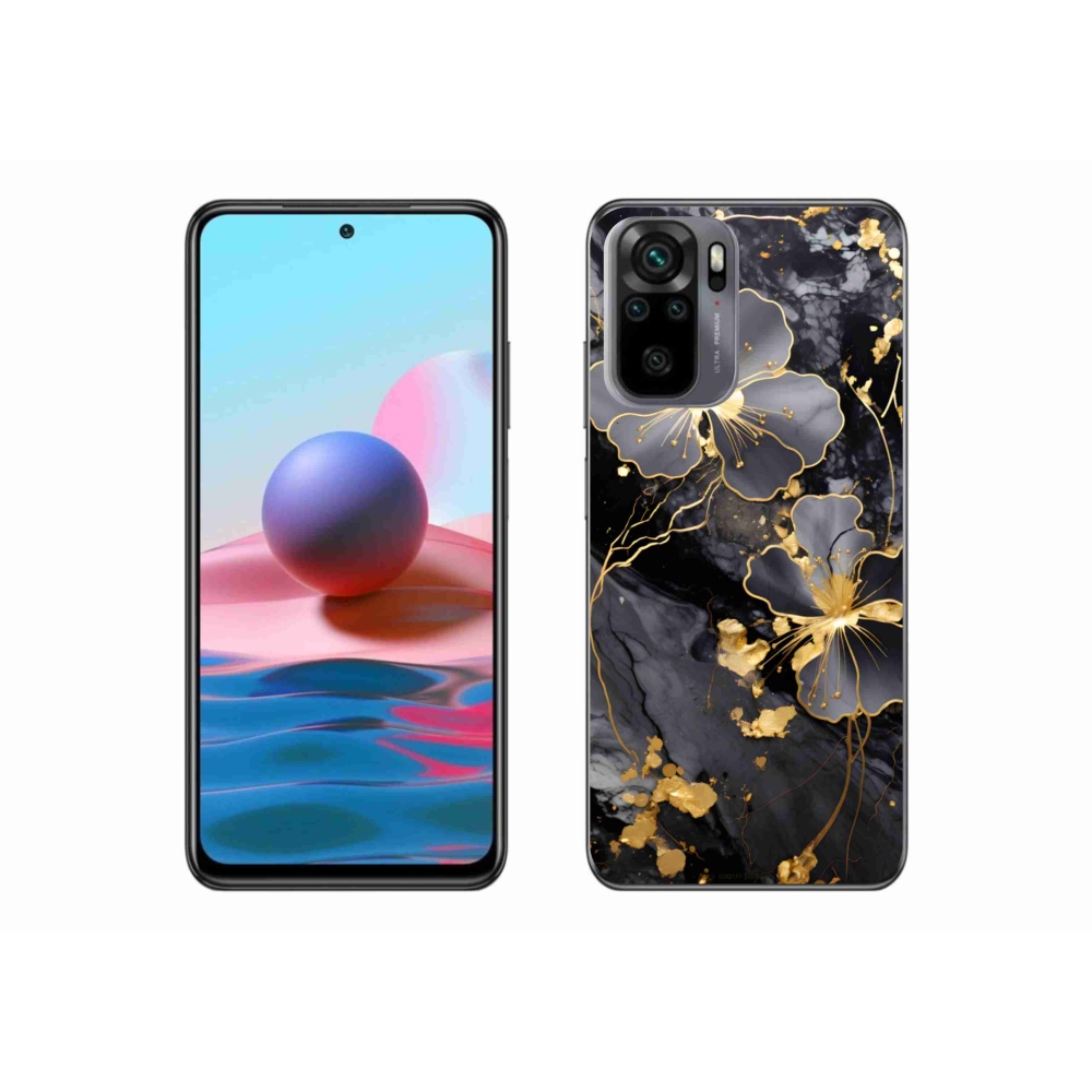 Gél borítás mmCase a Xiaomi Poco M5s készülékhez - arany virágok