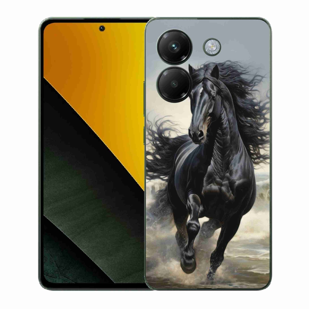 Gél borítás mmCase a Xiaomi Poco M7 Pro 5G-hez - futó fekete ló