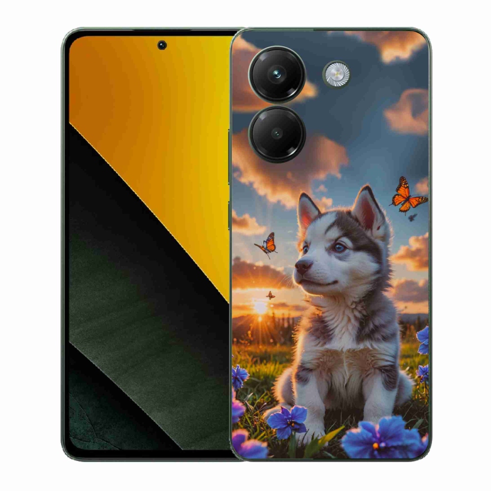 Gél borítás mmCase a Xiaomi Poco M7 Pro 5G-hez - husky a naplementében