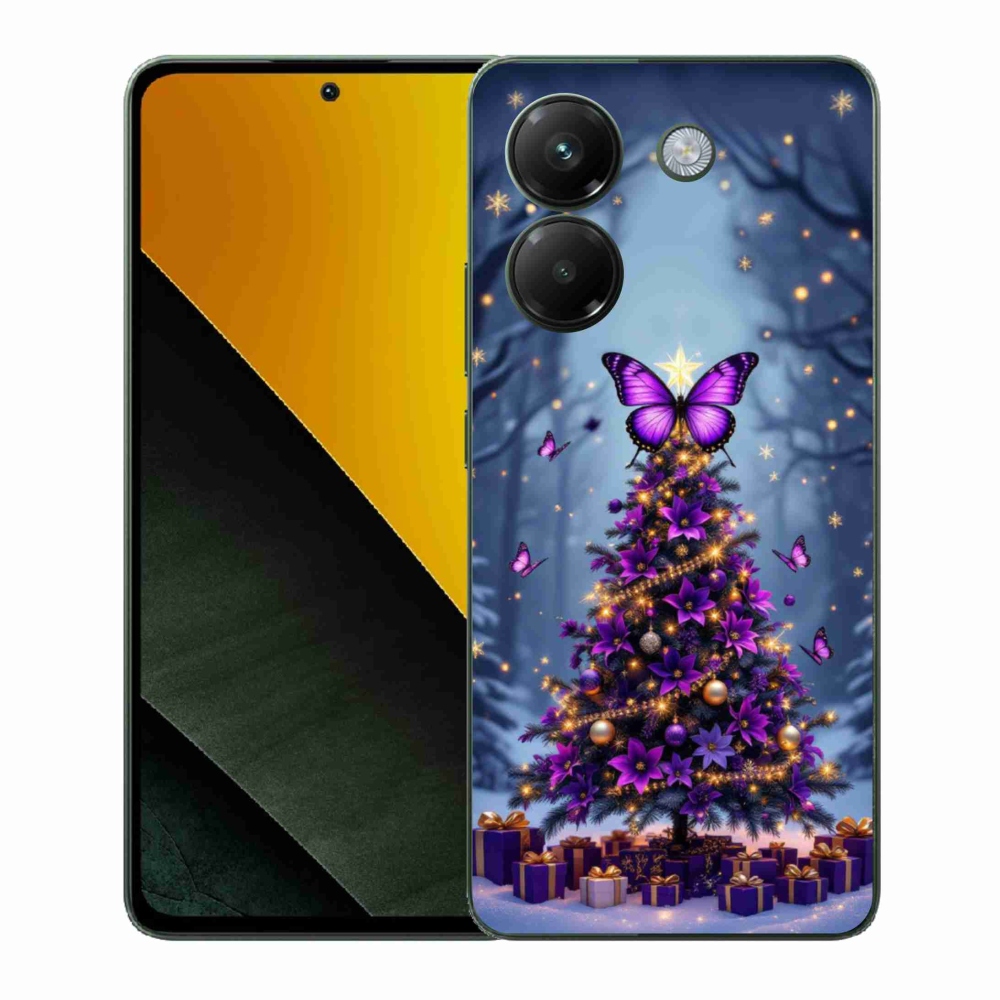 Gél borítás mmCase a Xiaomi Poco M7 Pro 5G számára - pillangó karácsonyfa