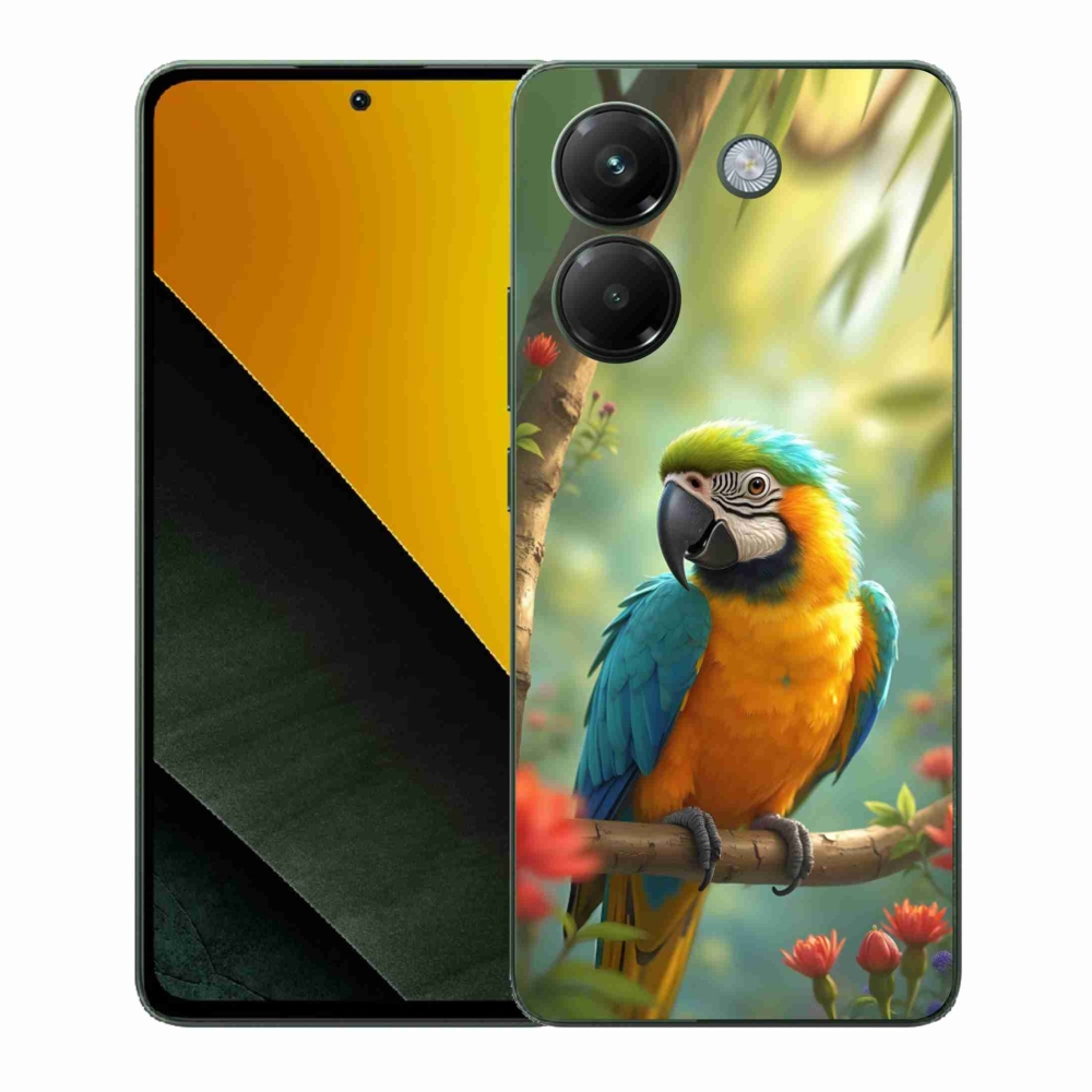 Gél borítás mmCase a Xiaomi Poco M7 Pro 5G-hez - papagáj ara kék és sárga