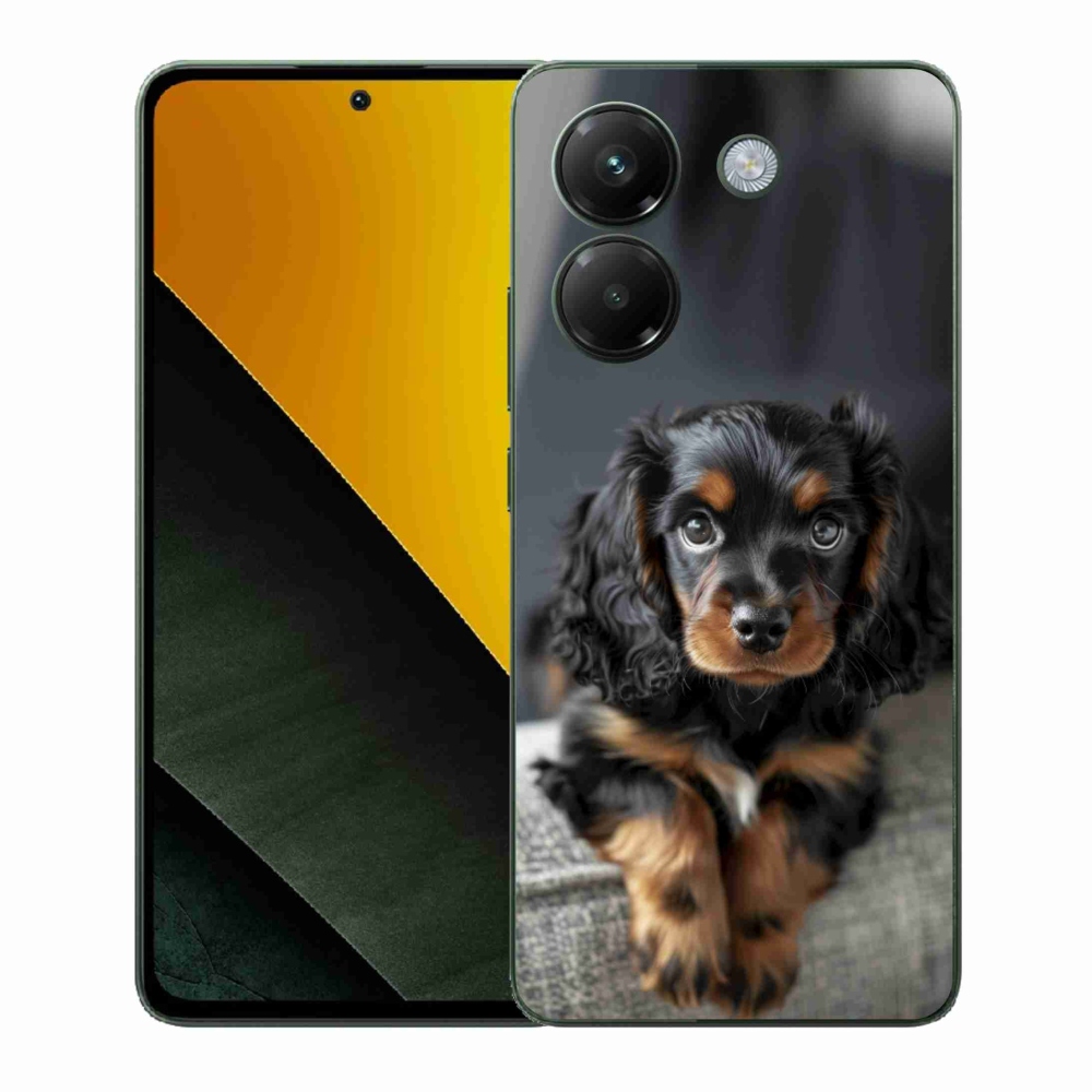 Gél borítás mmCase a Xiaomi Poco M7 Pro 5G számára - aranyos hosszú szőrű tacskó