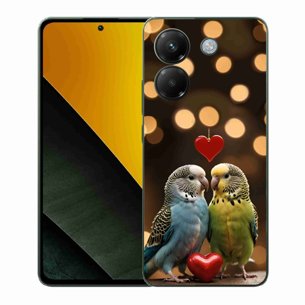 Gél borítás mmCase a Xiaomi Poco M7 Pro 5G számára - szerelmes papagájok