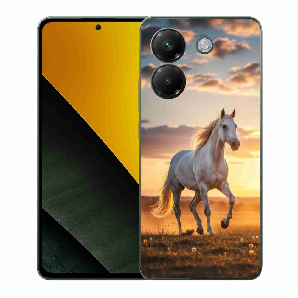 Gél borítás mmCase a Xiaomi Poco M7 Pro számára - futó fehér ló 2