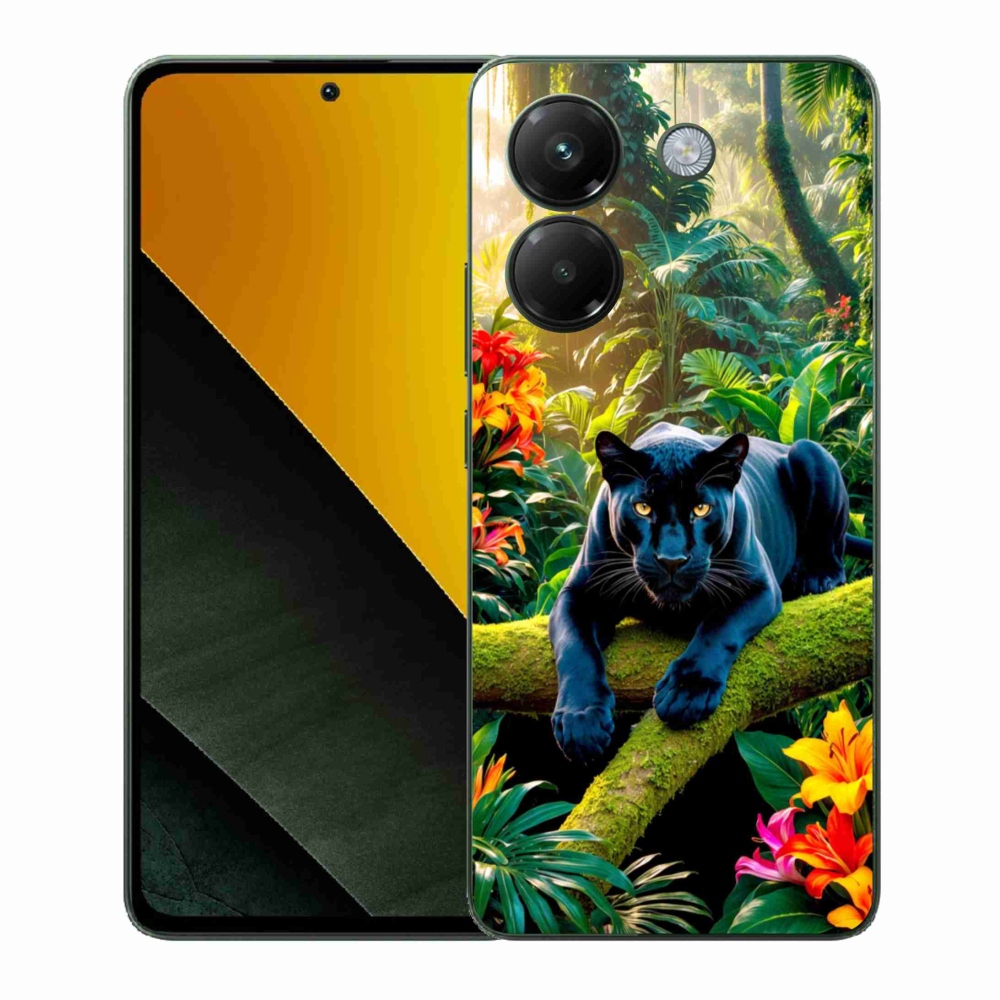 Gél borítás mmCase a Xiaomi Poco M7 Pro számára - fekete párduc a dzsungelben