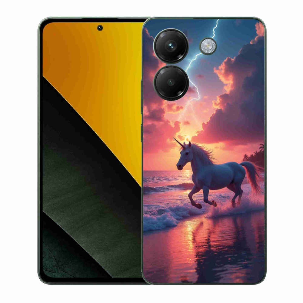 Gél borítás mmCase a Xiaomi Poco M7 Pro számára - egyszarvú a tengerparton