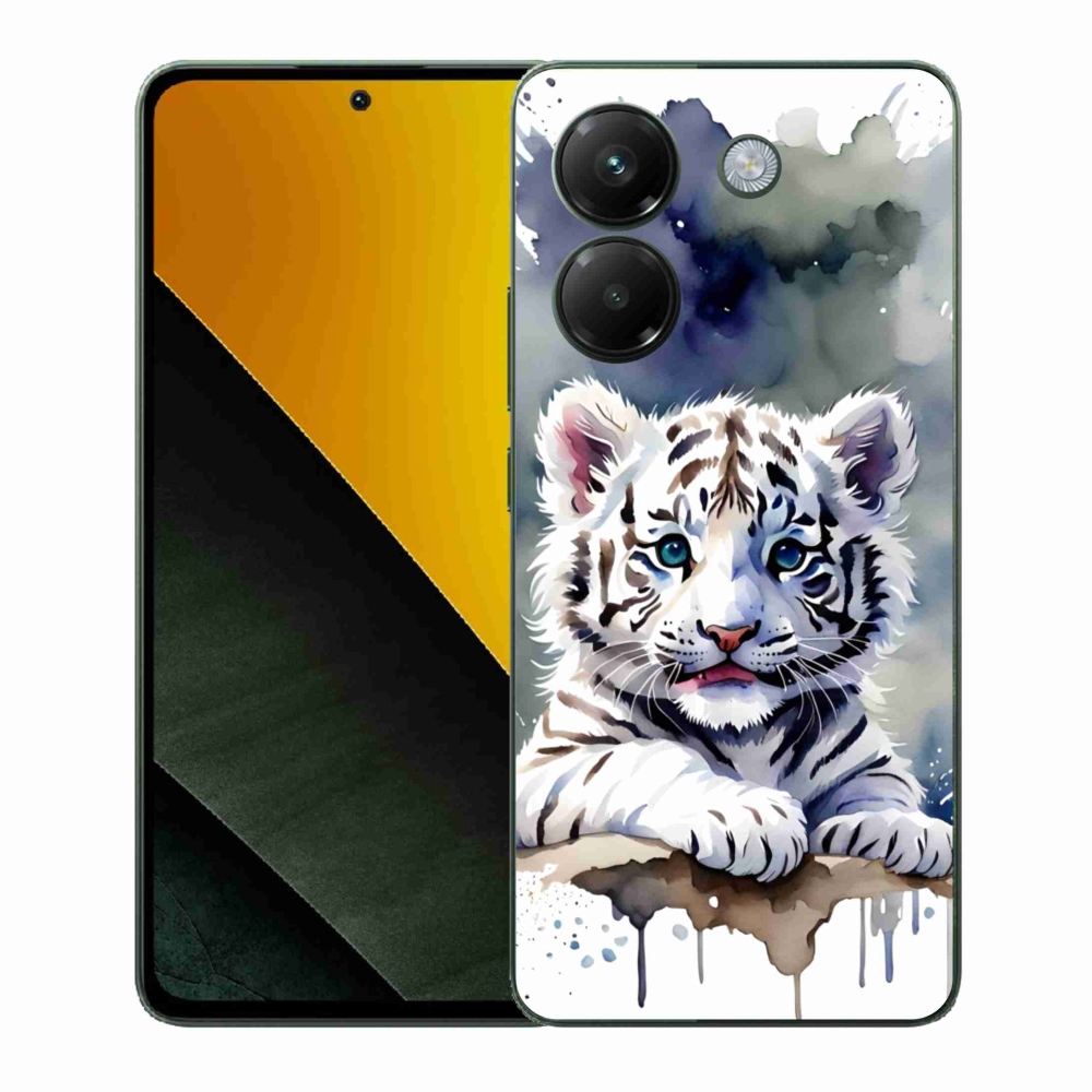 Gél borítás mmCase a Xiaomi Poco M7 Pro számára - fehér tigriskölyök