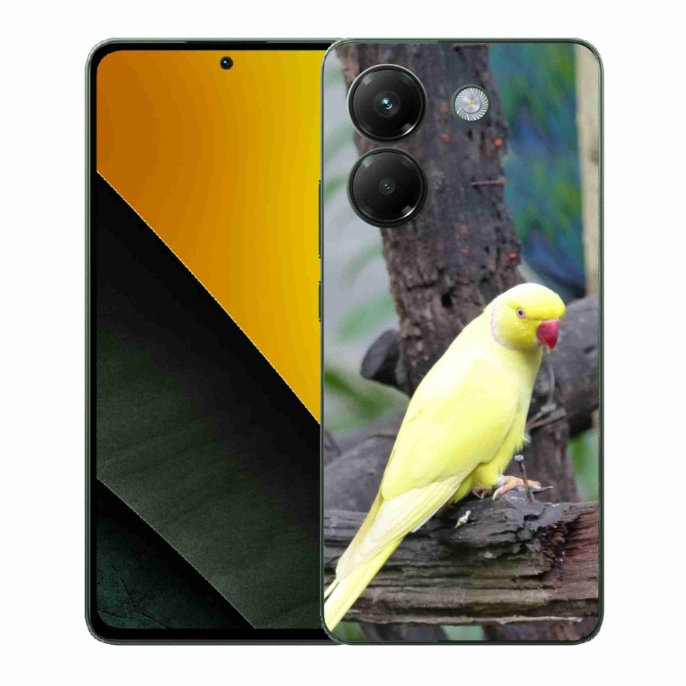 Gél borítás mmCase a Xiaomi Poco M7 Pro készülékhez - papagáj alexander sárga