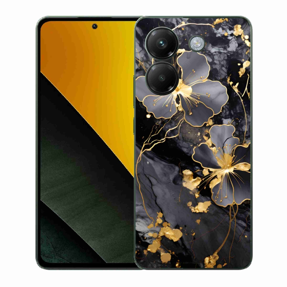 Gél borítás mmCase a Xiaomi Poco M7 Pro számára - arany virágok