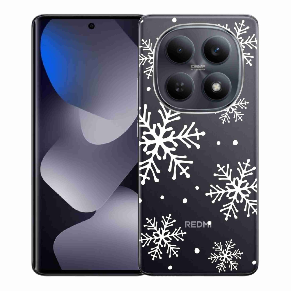 Zselés borítás mmCase a Xiaomi Poco M8 5G/Redmi Note 15 5G/4G számára - fehér pelyhek átlátszó háttéren