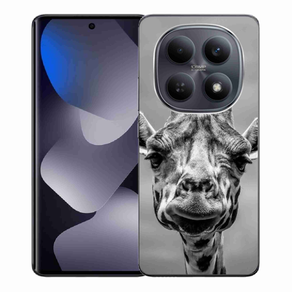 Gél borítás mmCase a Xiaomi Poco M8 5G/Redmi Note 15 5G/4G - fekete és fehér zsiráfhoz