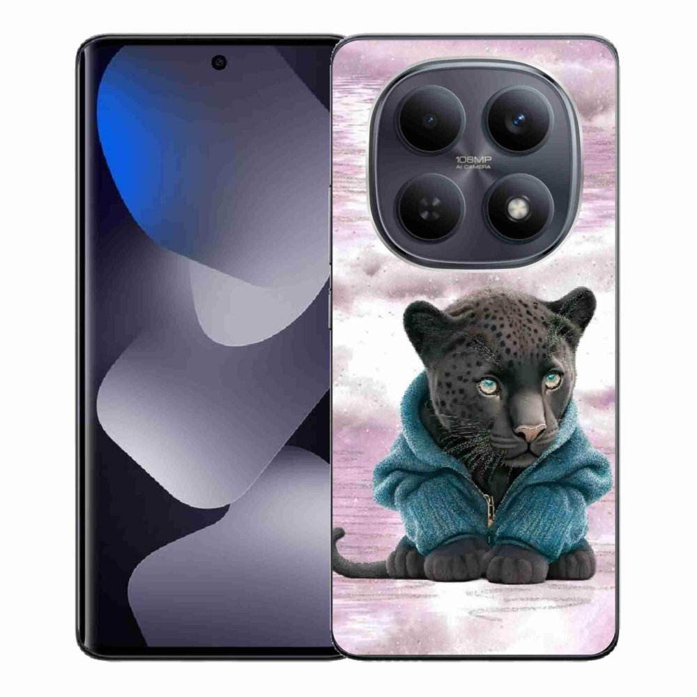 Gél borítás mmCase a Xiaomi Poco M8 5G/Redmi Note 15 5G/4G - fekete párduc pulóverben