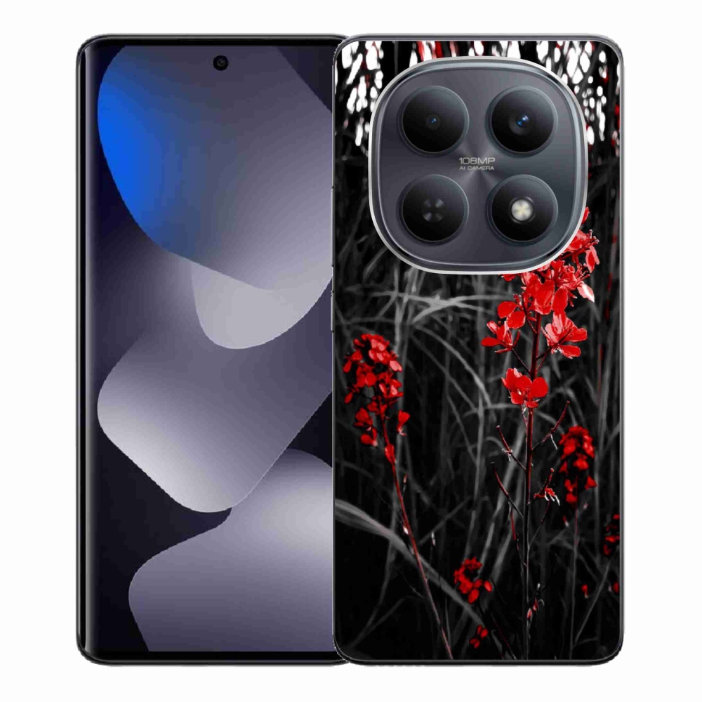 Gél borítás mmCase a Xiaomi Poco M8 5G/Redmi Note 15 5G/4G - piros növényhez