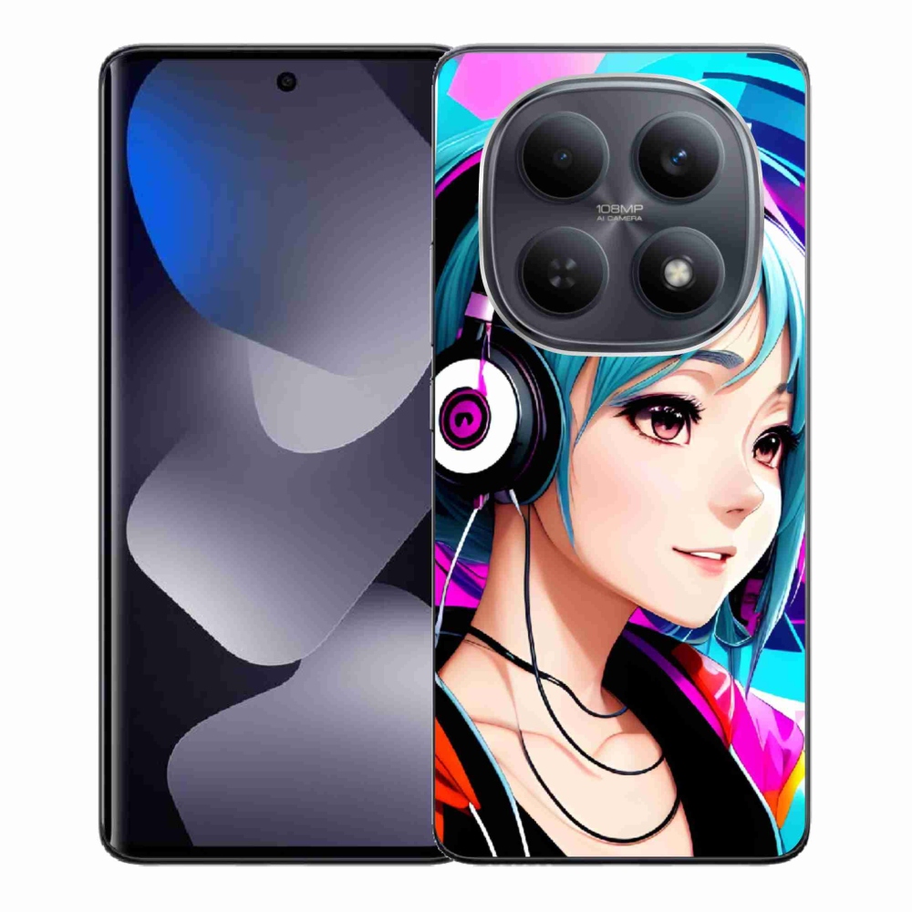 Gél borítás mmCase a Xiaomi Poco M8 5G/Redmi Note 15 5G/4G - lány fejhallgatóval