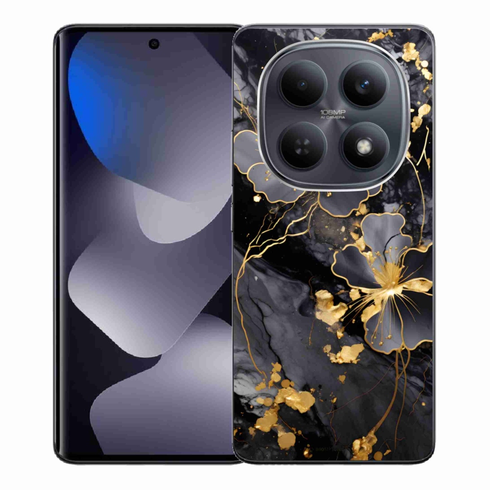 Gél borító mmCase a Xiaomi Poco M8 5G/Redmi Note 15 5G/4G - arany virágokhoz