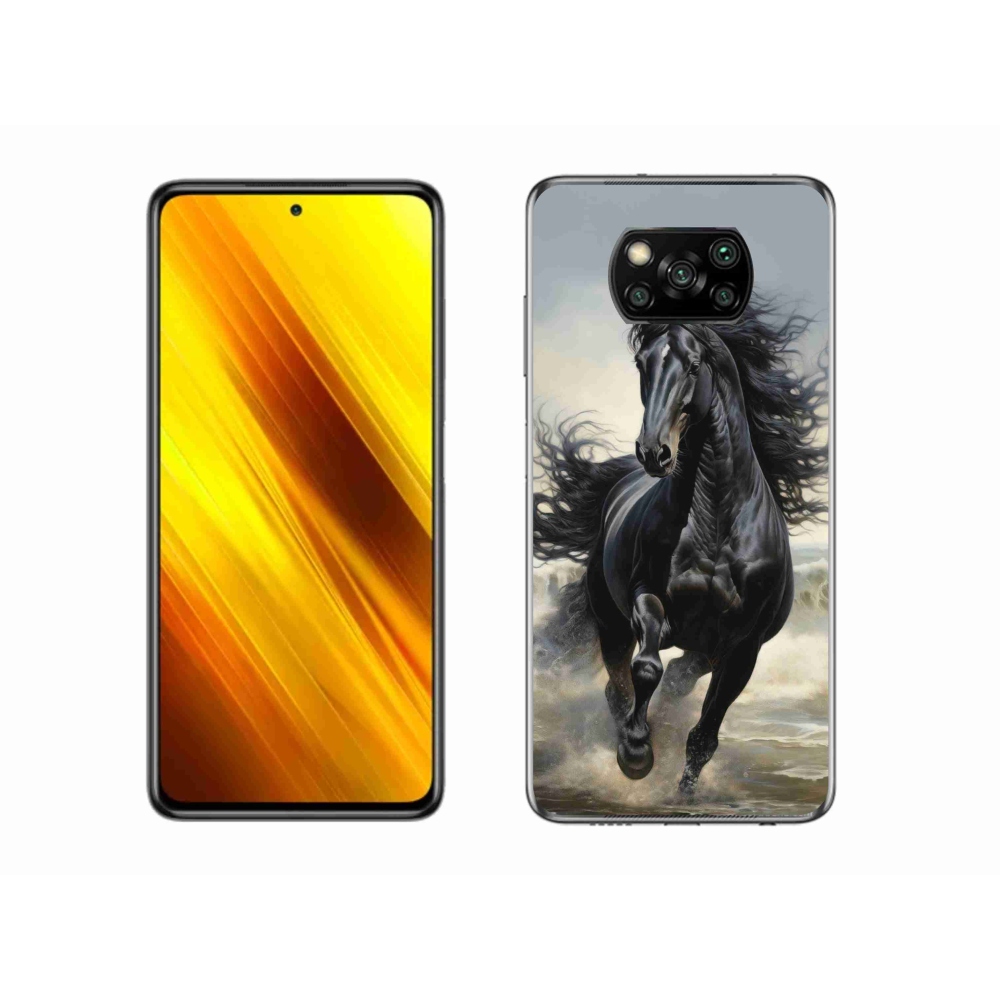 Gél borítás mmCase a Xiaomi Poco X3-hoz - futó fekete ló
