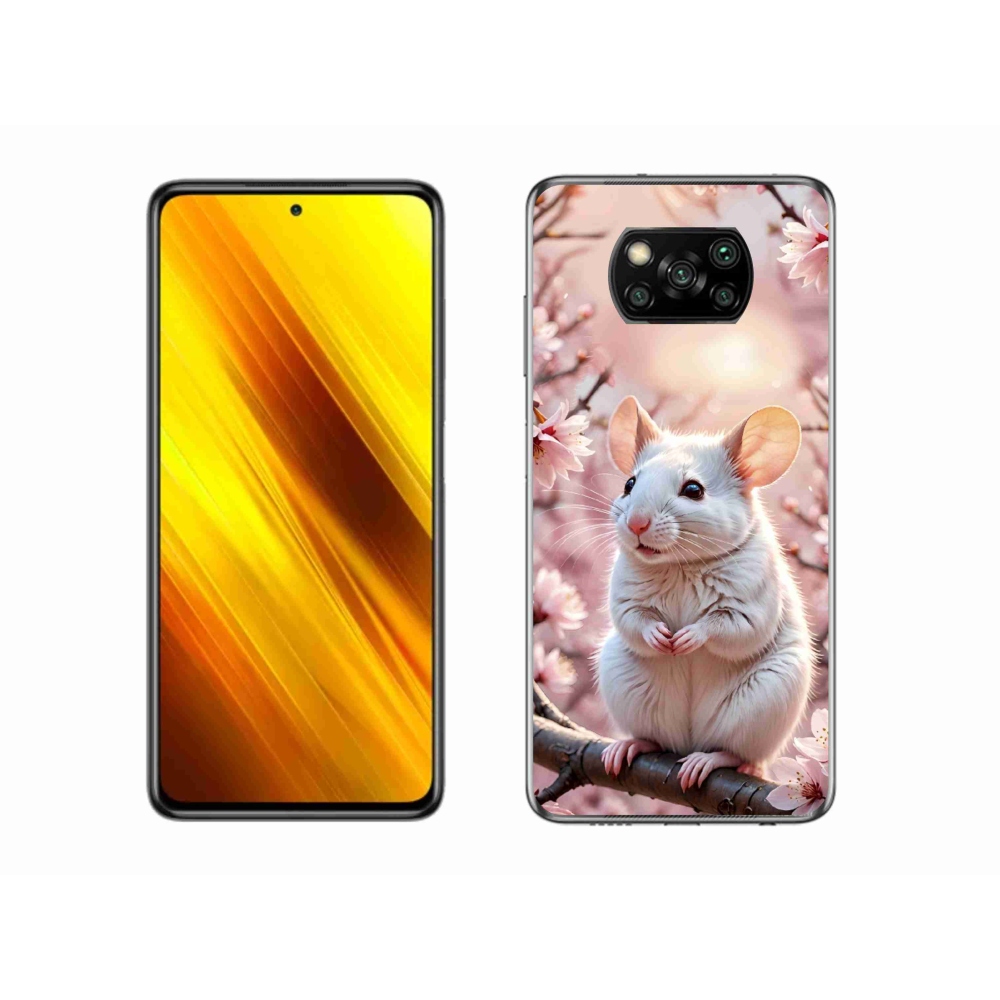 Gél borító mmCase a Xiaomi Poco X3-hoz - fehér egér az ágon