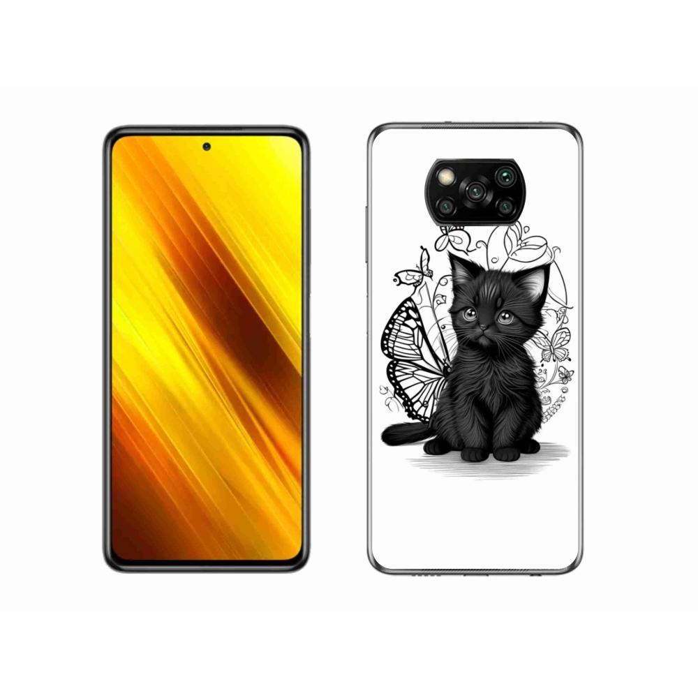 Gél borítás mmCase a Xiaomi Poco X3 Pro számára - fekete cica
