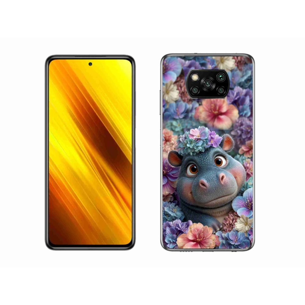 Gél borítás mmCase a Xiaomi Poco X3 Pro számára - víziló virágokban