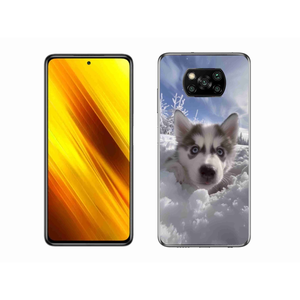 Gél borítás mmCase a Xiaomi Poco X3 Pro számára - husky a hóban