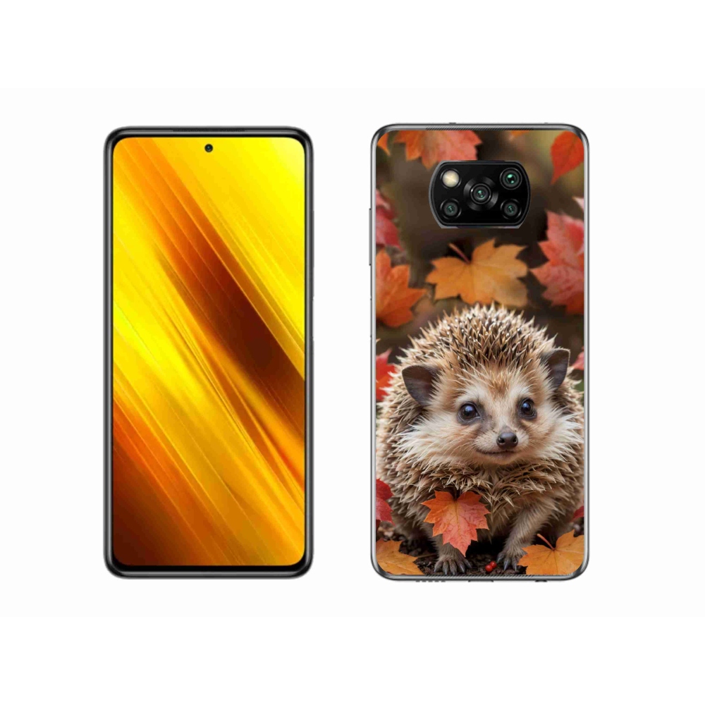 Gél borítás mmCase a Xiaomi Poco X3 Pro számára - sün a levelekben
