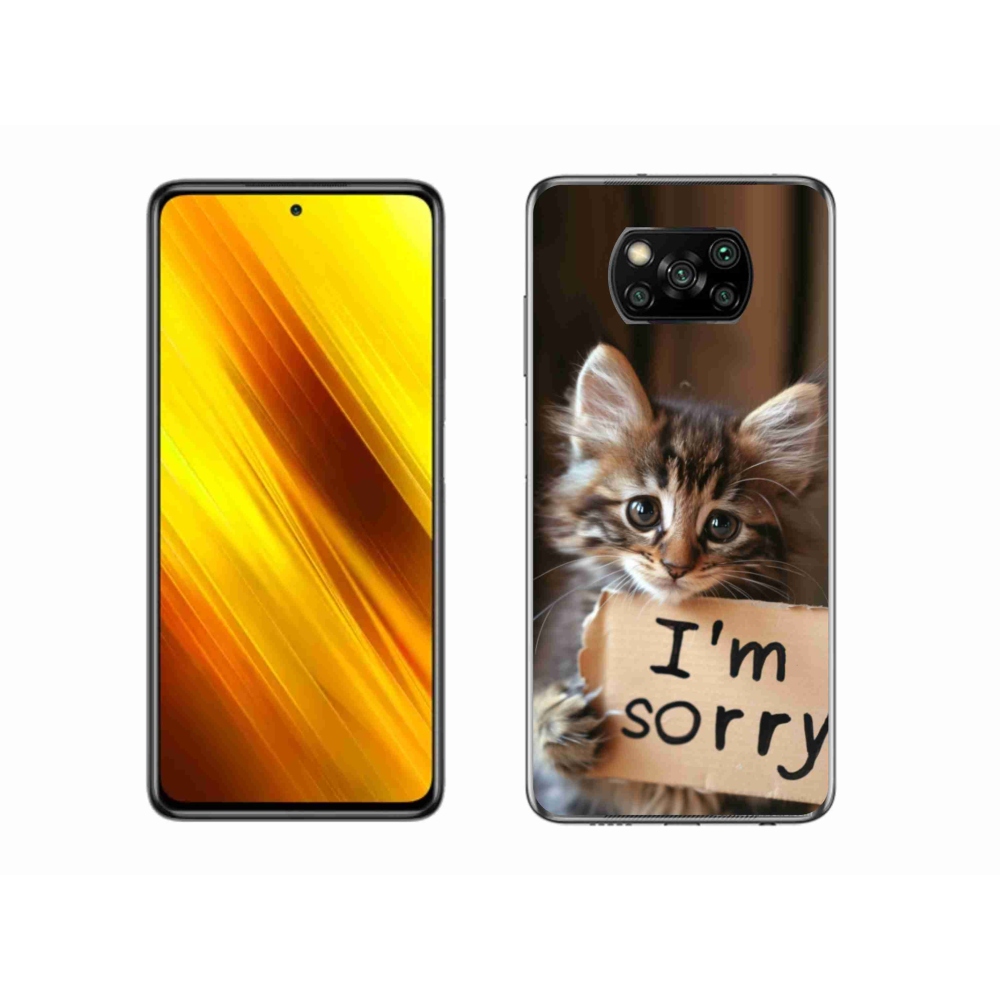 Gél borítás mmCase a Xiaomi Poco X3 Pro számára - macska bocsánatkérése