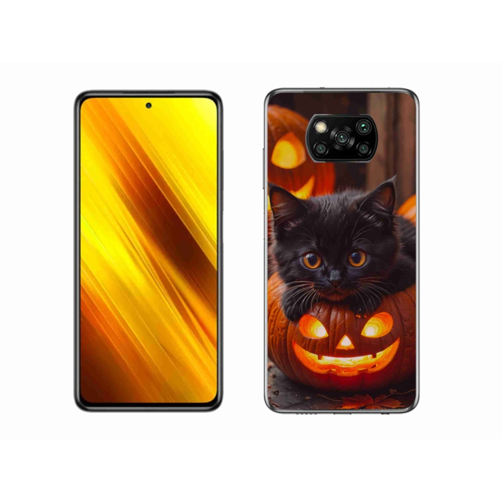 Gél borítás mmCase a Xiaomi Poco X3 Pro számára - cica és sütőtök