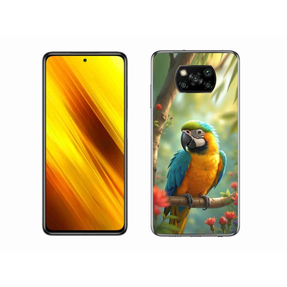 Gél borítás mmCase a Xiaomi Poco X3 Pro készülékhez - papagáj ara kék és sárga