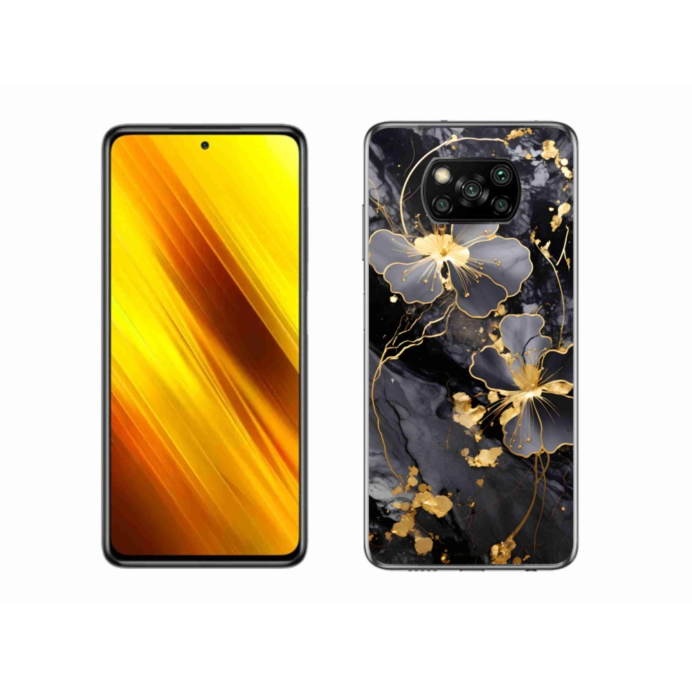 Gél borítás mmCase a Xiaomi Poco X3 Pro számára - arany virágok