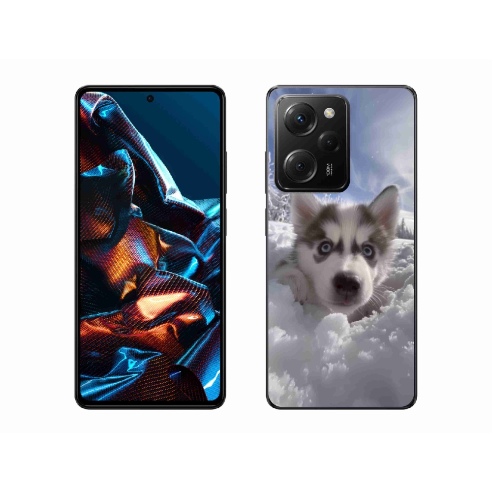 Gél borítás mmCase a Xiaomi Poco X5 Pro 5G számára - husky a hóban