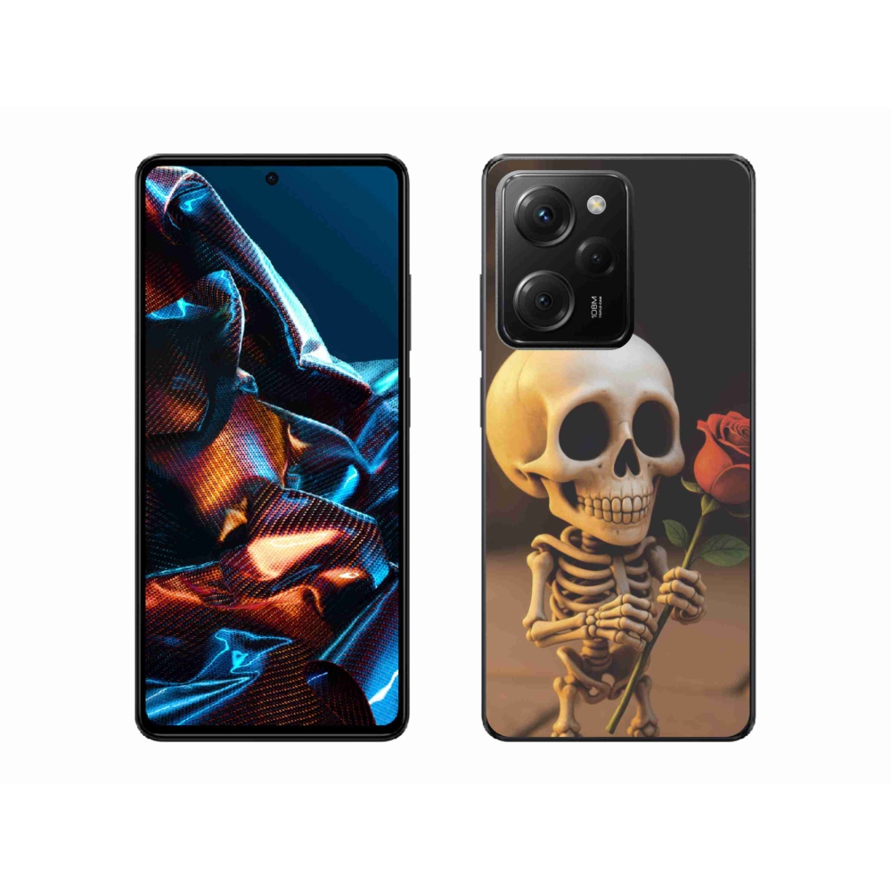 Gél borítás mmCase a Xiaomi Poco X5 Pro 5G számára - csontváz rózsával