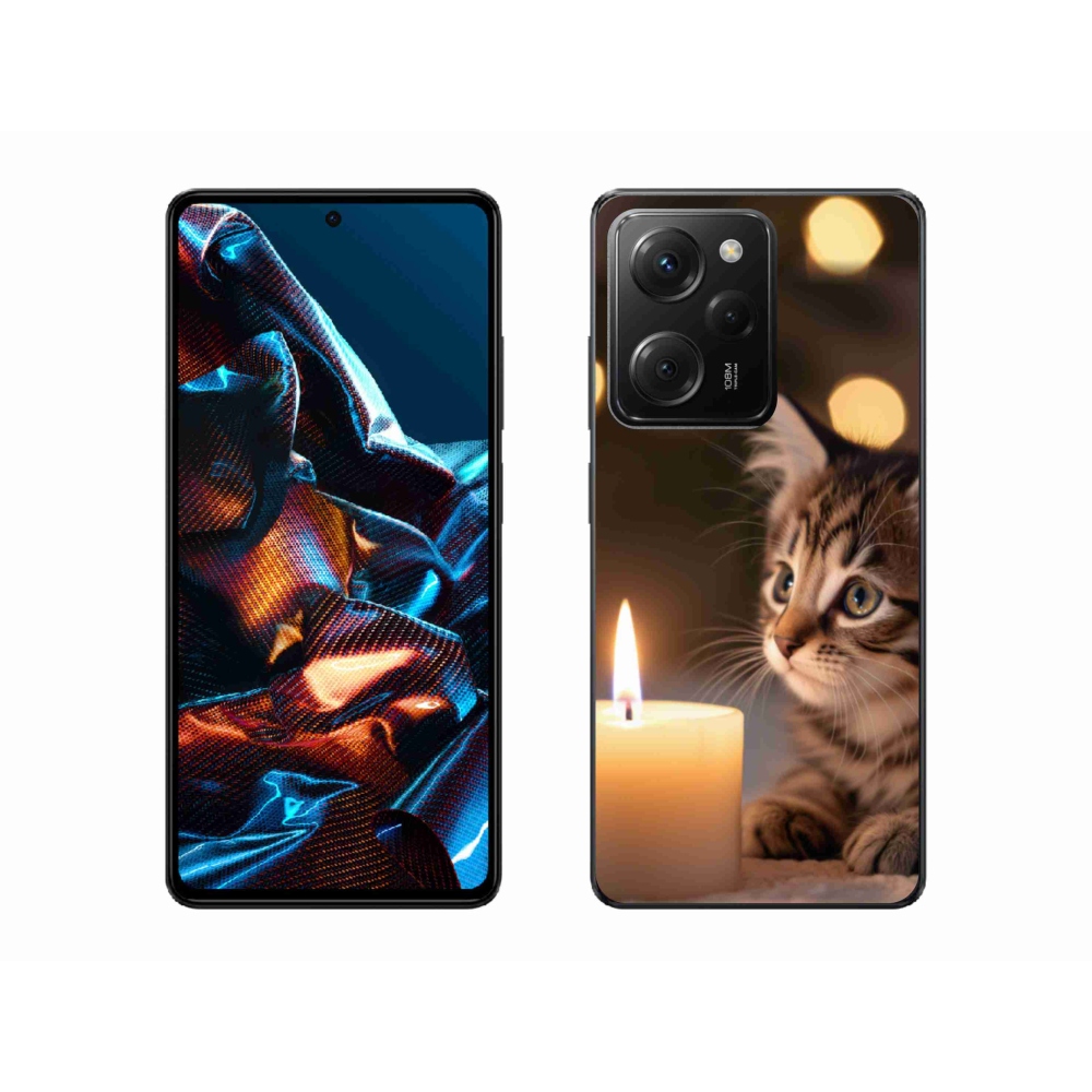 Gél borítás mmCase a Xiaomi Poco X5 Pro 5G számára - cica és gyertya