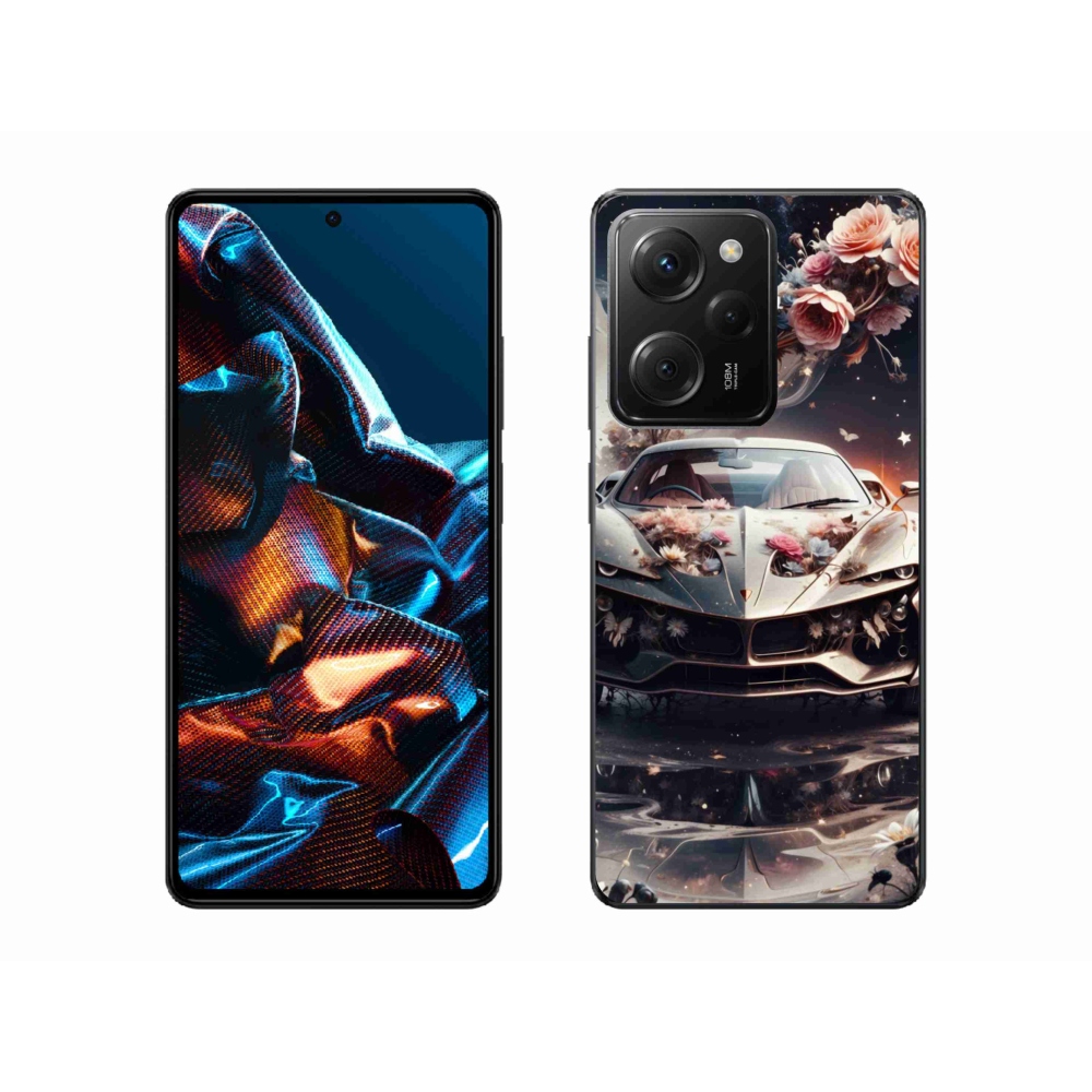 Gél borítás mmCase a Xiaomi Poco X5 Pro 5G számára - virágos sportkocsi